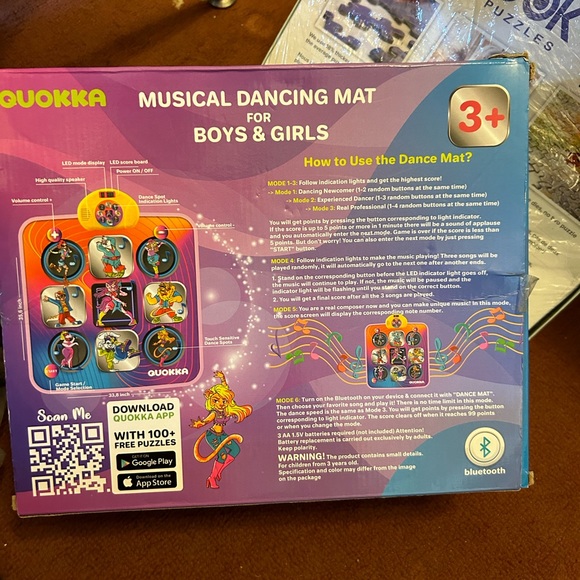 QUOKKA Dance Mat for Kids👦🏻👧🏻Built-in AUX/Bluetooth Music - Picture 2 of 8
